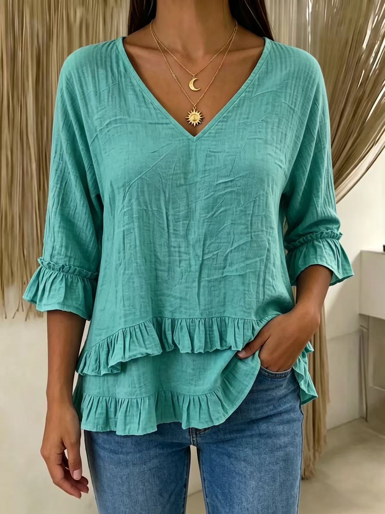 Sylvia Ruffle Hem Blouse