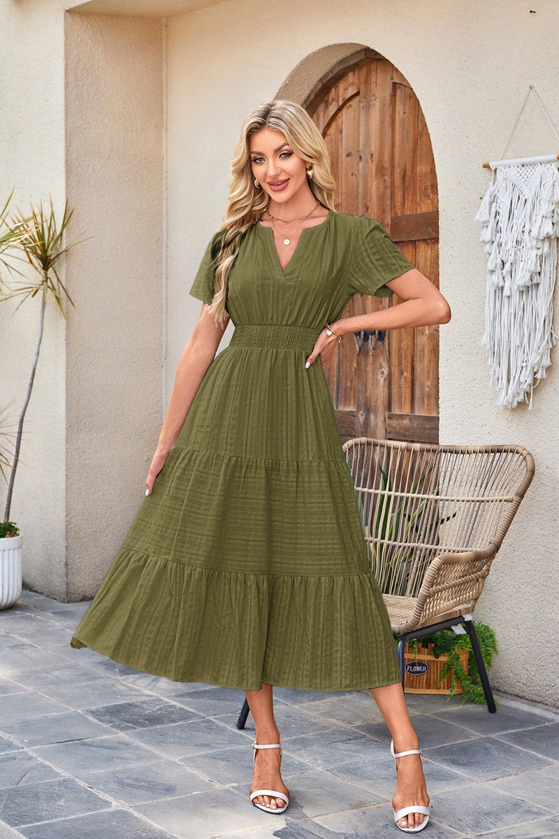 Odalys Tiered Flutter Sleeve Midi Dress