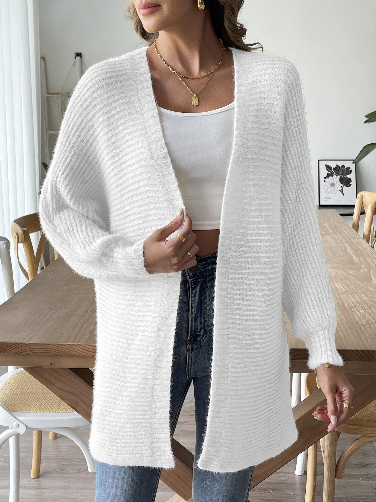 Lavena Woven Faux Mink Cardigan
