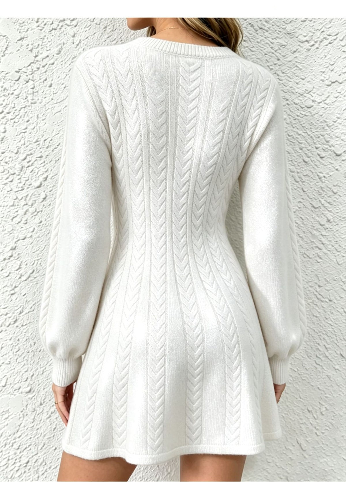 Constanza Cable Knit V-Neck Sweater Dress