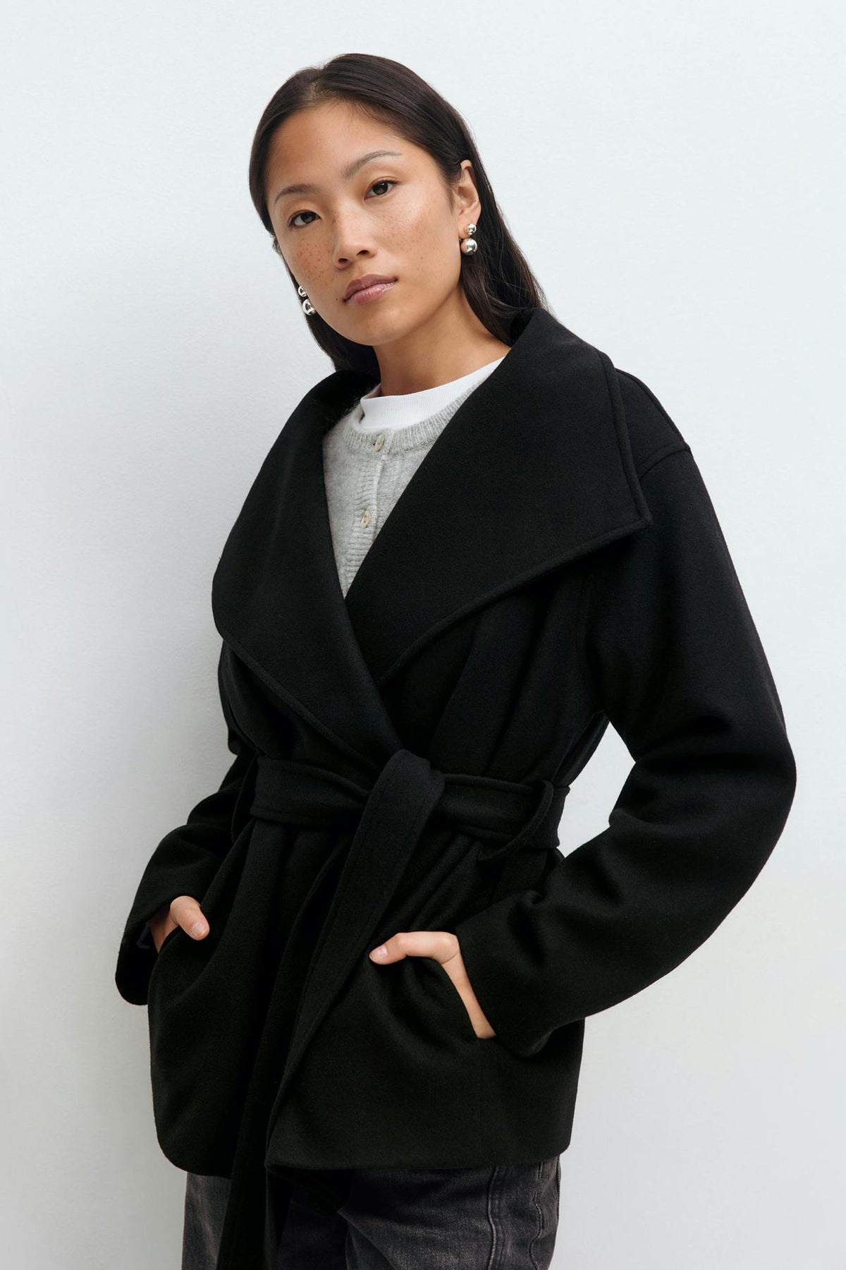 Lorna Belted Stand Collar Wool Coat
