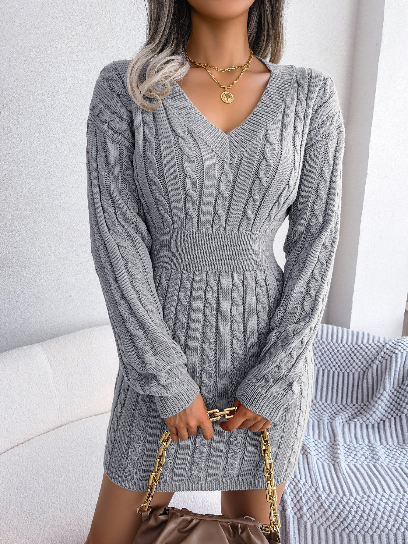 Margo & Main – cable-knit smocked-waist sweater dress, additional view 12, US women's sizes