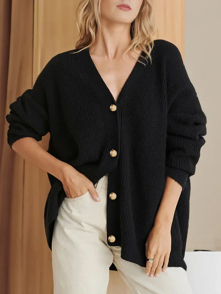 Marian Oversized Ribbed V-Neck Cardigan