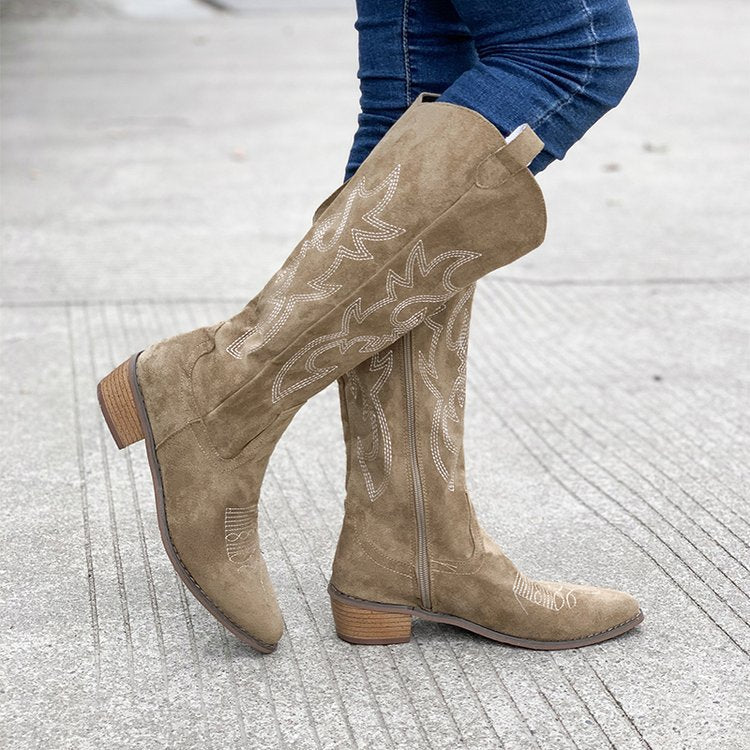 Jehanne Embroidered Knee-High Western Boots