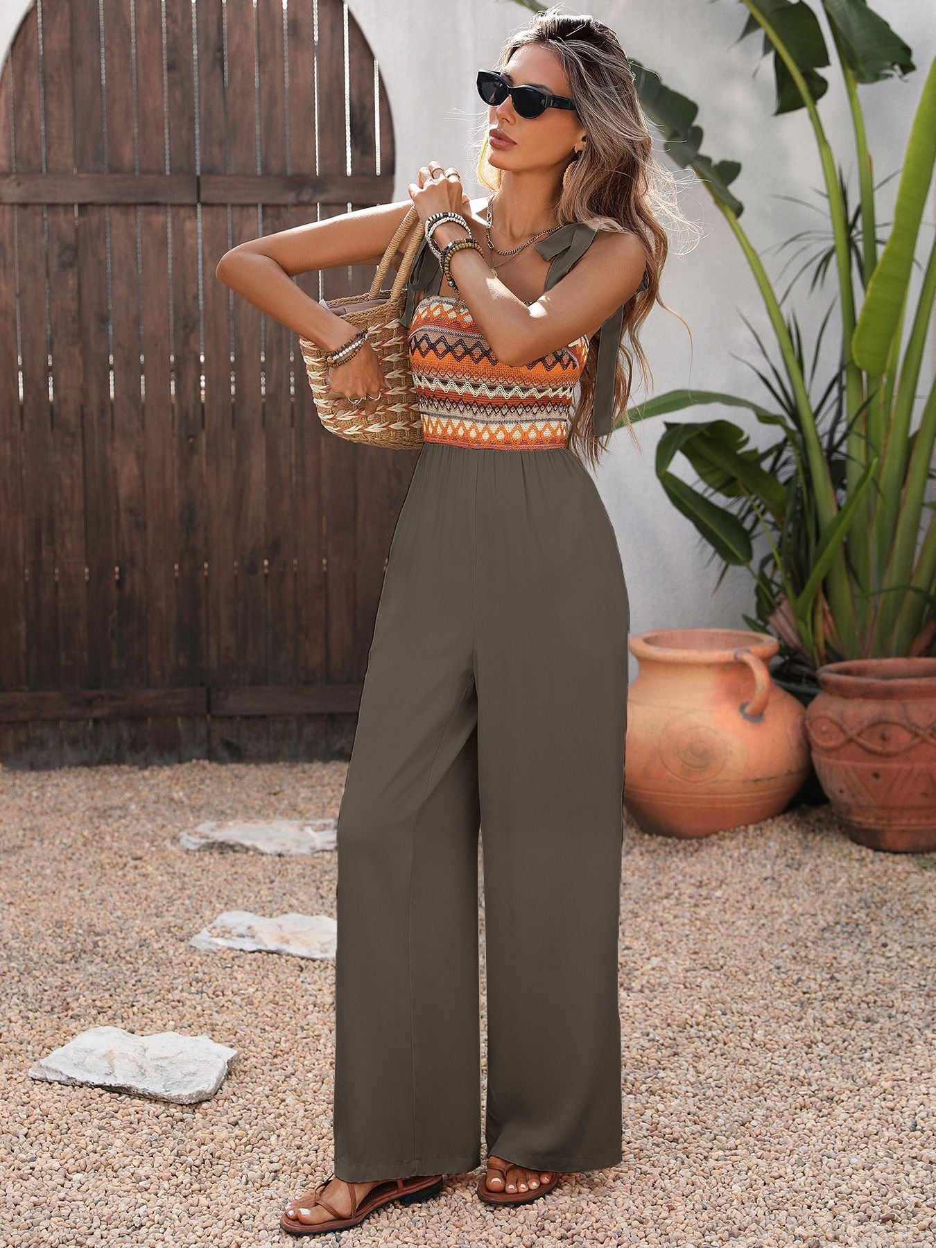 Diane Smocked Wide Leg Jumpsuit