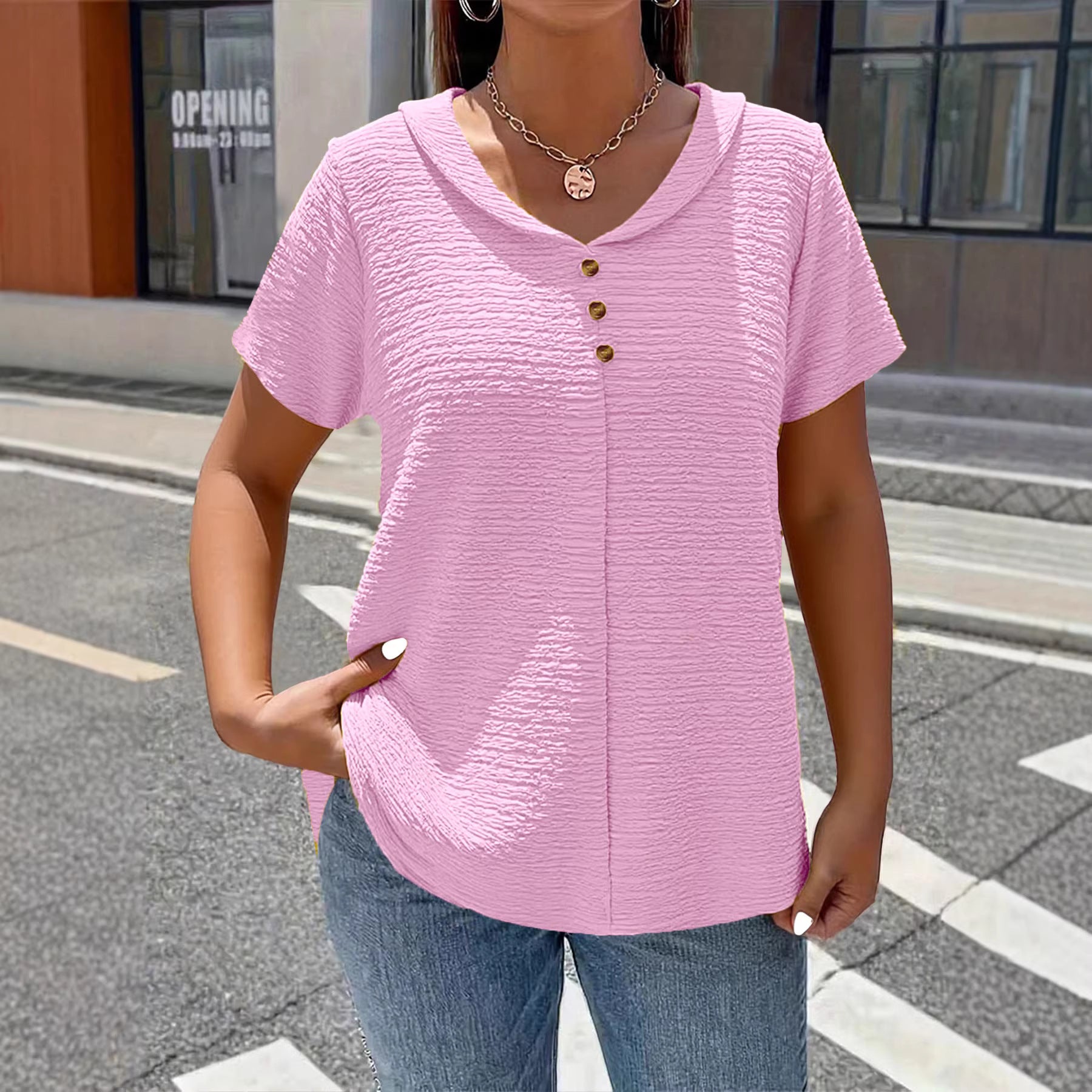 Etta Textured V-Neck Everyday Blouse