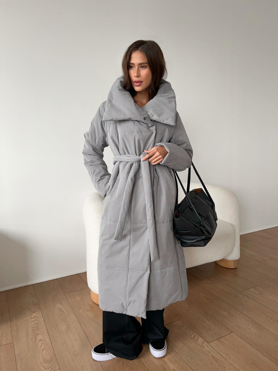 Tessaly Belted Shawl Collar Puffer Coat