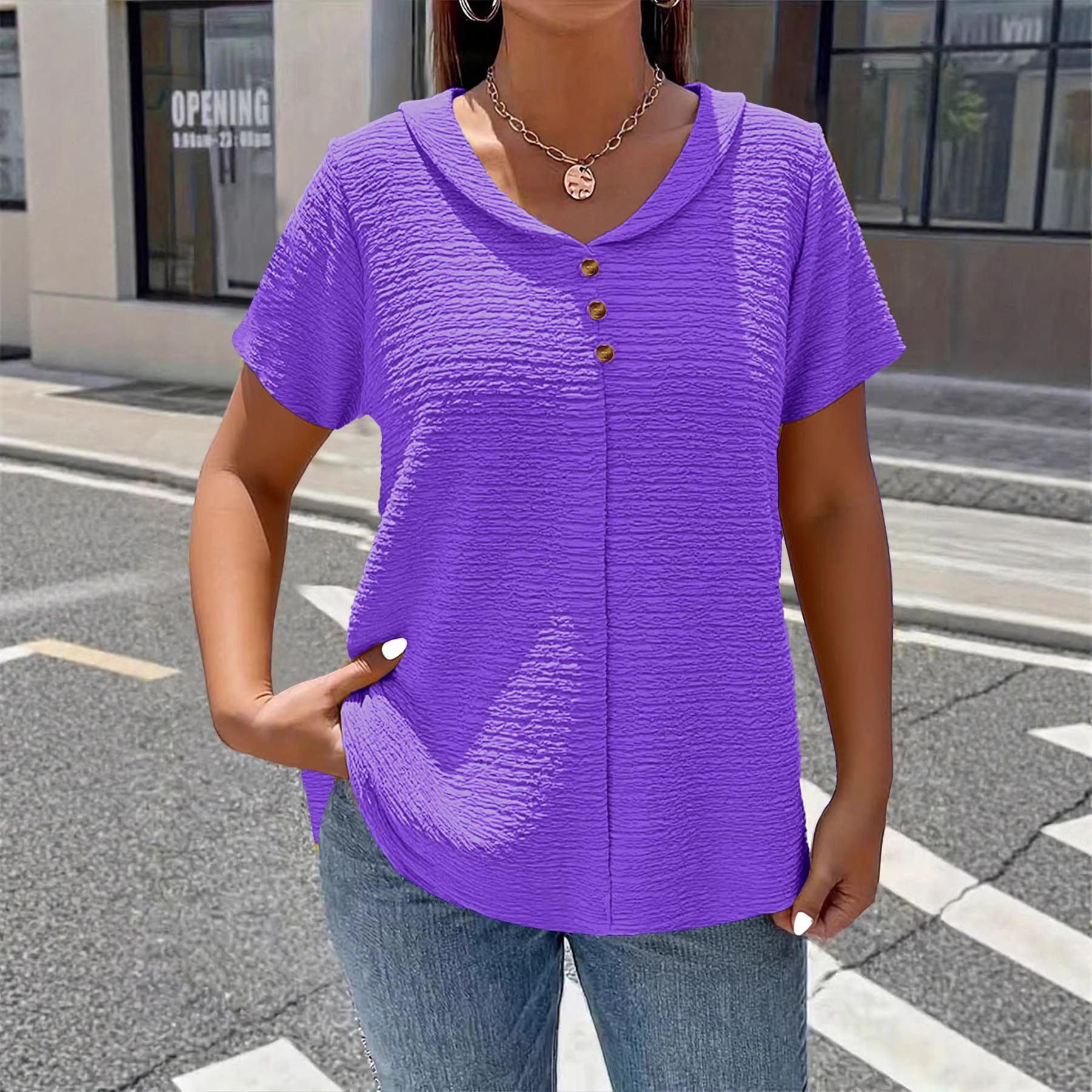 Etta Textured V-Neck Everyday Blouse