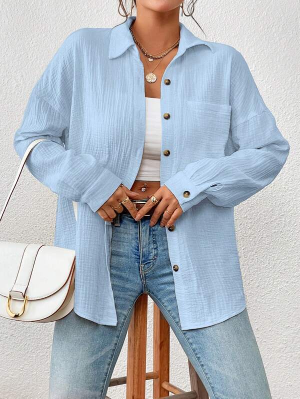 Mireya Lightweight Cotton Gauze Button-Up Shirt