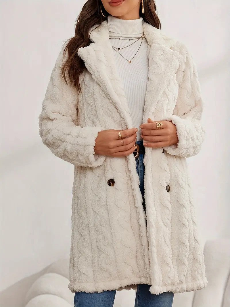 Griselda Plush Double-Breasted Fleece Coat
