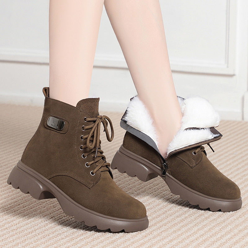 Endellion Lace-Up Side-Zip Combat Boots