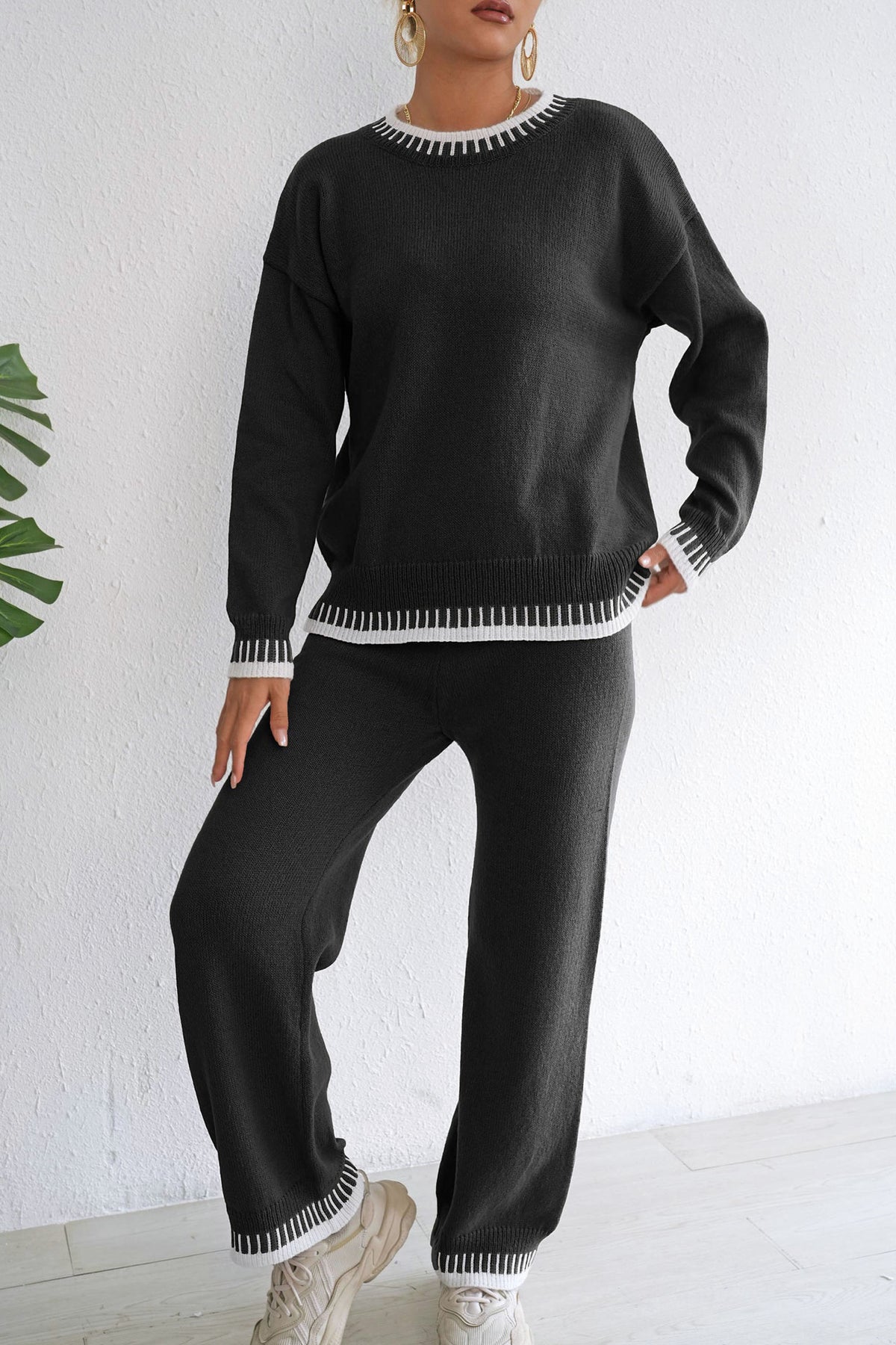Cerelia Contrast Stitch Knit Lounge Set