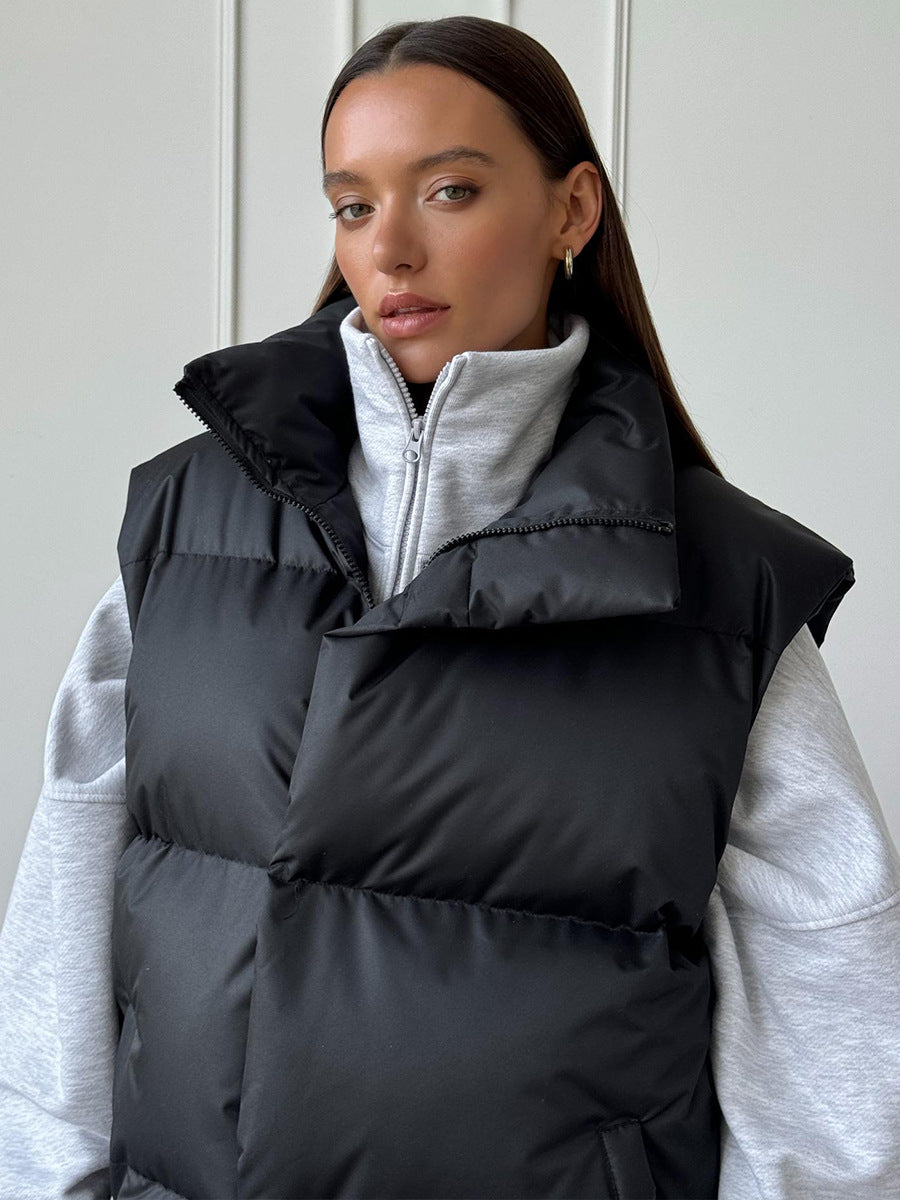 Pia Quilted Stand Collar Puffer Vest