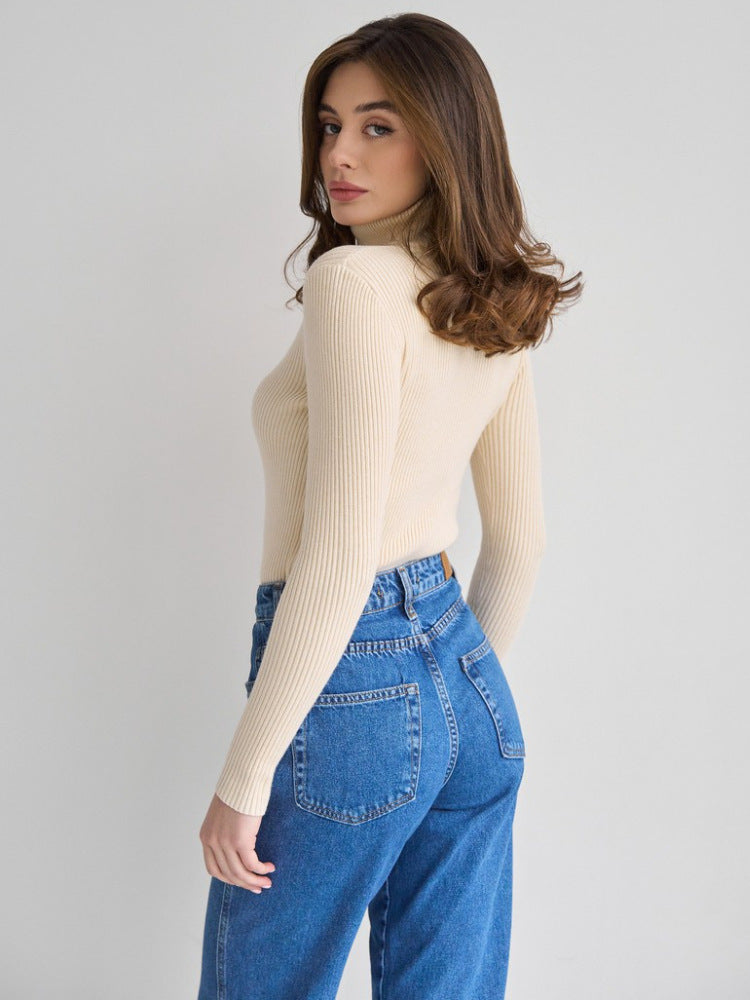 Margo & Main – cotton ribbed knit turtleneck sweater, additional view 27, US women's sizes