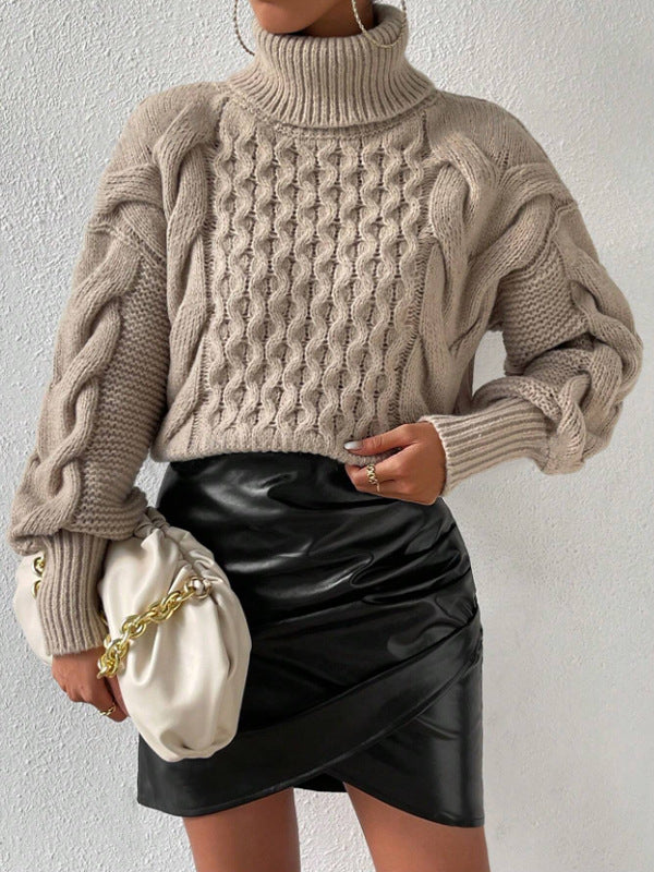 Yvette Chunky Cable Knit Turtleneck Sweater