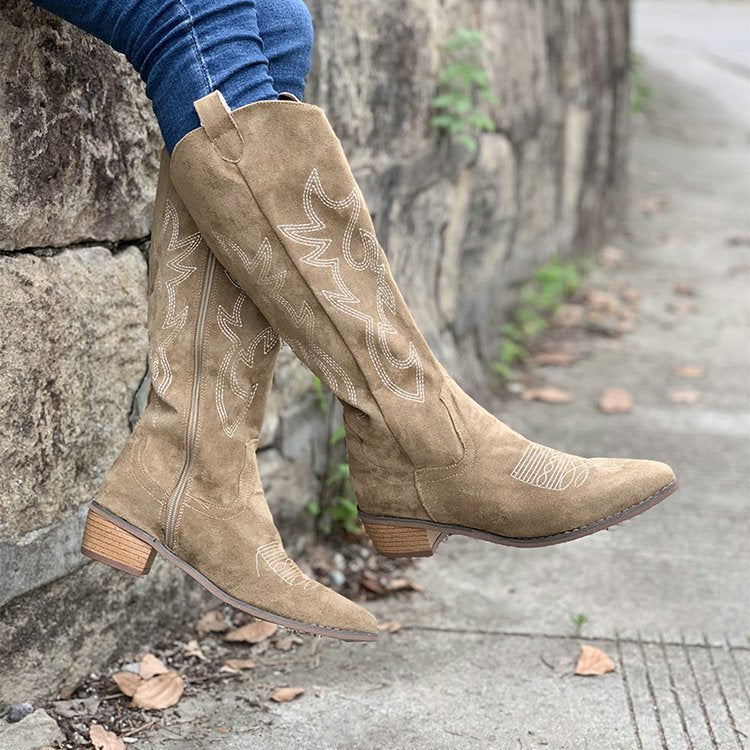 Jehanne Embroidered Knee-High Western Boots