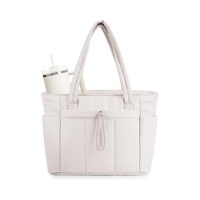 Tova Quilted Nylon Multi-Pocket Work Tote Bag