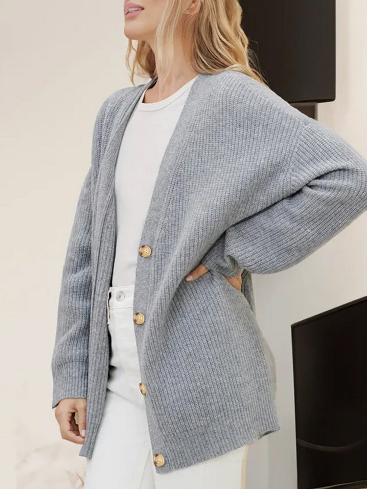 Marian Oversized Ribbed V-Neck Cardigan