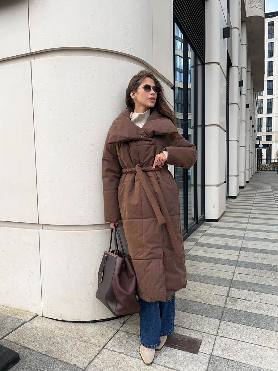 Tessaly Belted Shawl Collar Puffer Coat