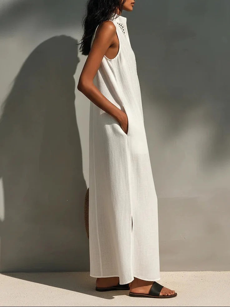 Maelle Breathable Crochet Panel Maxi Dress