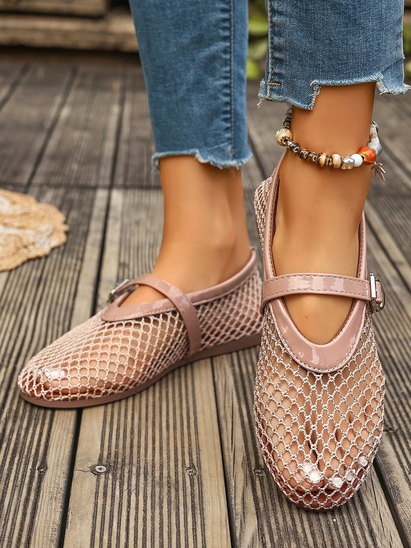 Maribel Mesh Mary Jane Flats