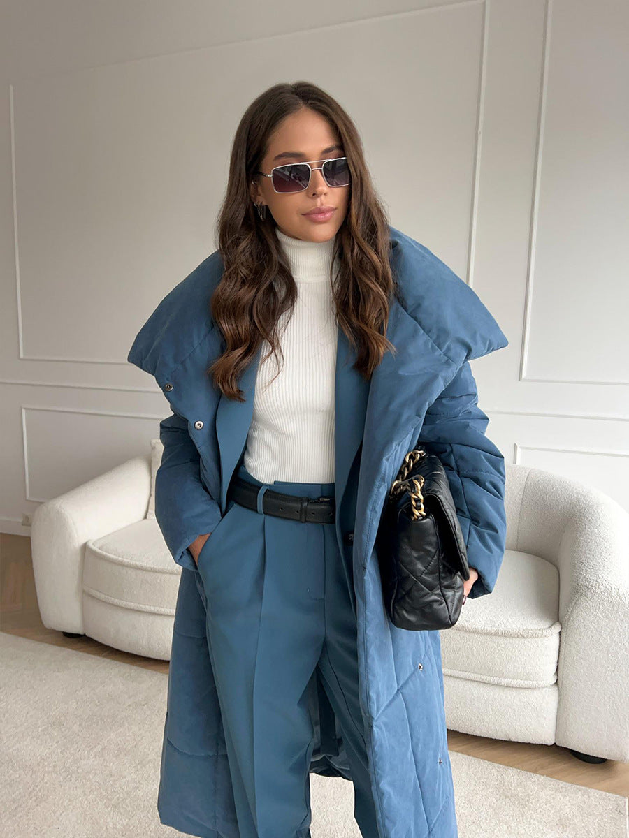 Tessaly Belted Shawl Collar Puffer Coat