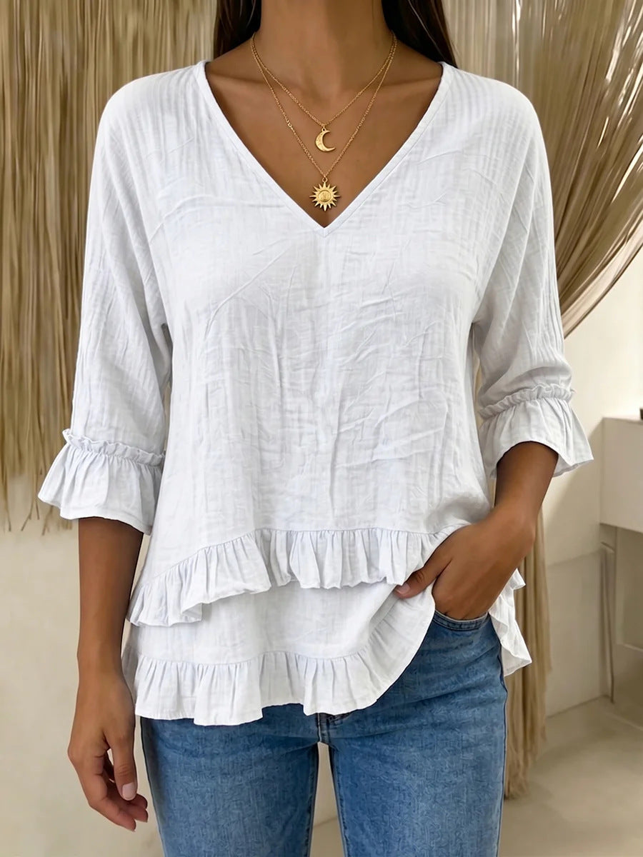 Sylvia Ruffle Hem Blouse