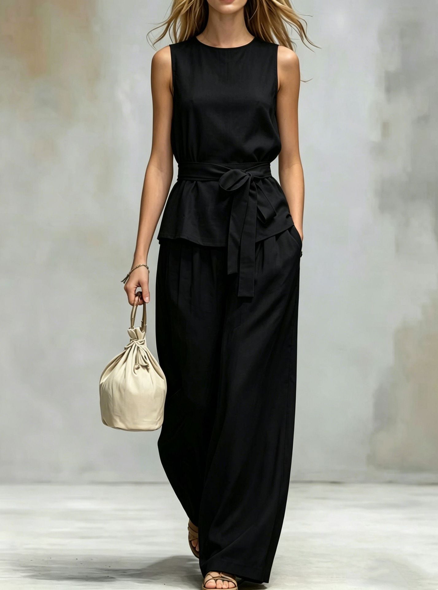 Ilena Sleeveless Tie-Waist Two Piece Pants Set