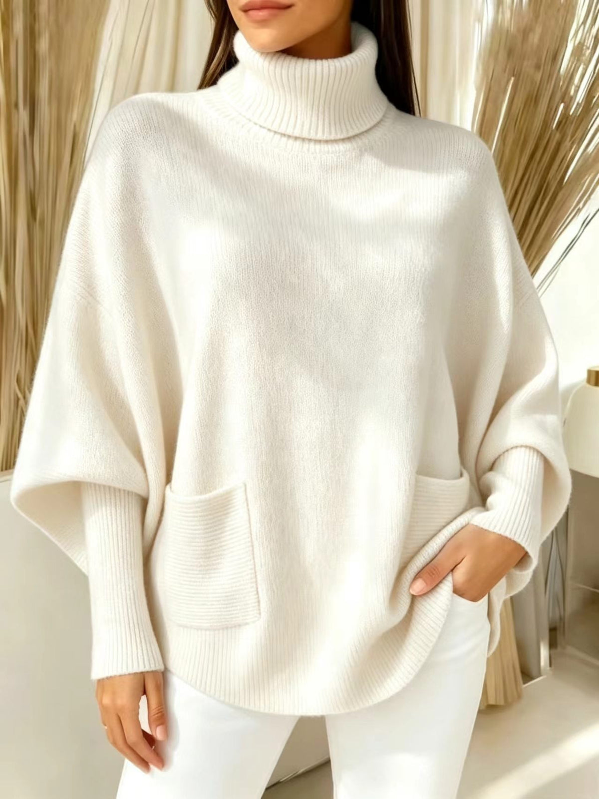 Minerva Oversized Pocket Turtleneck Sweater
