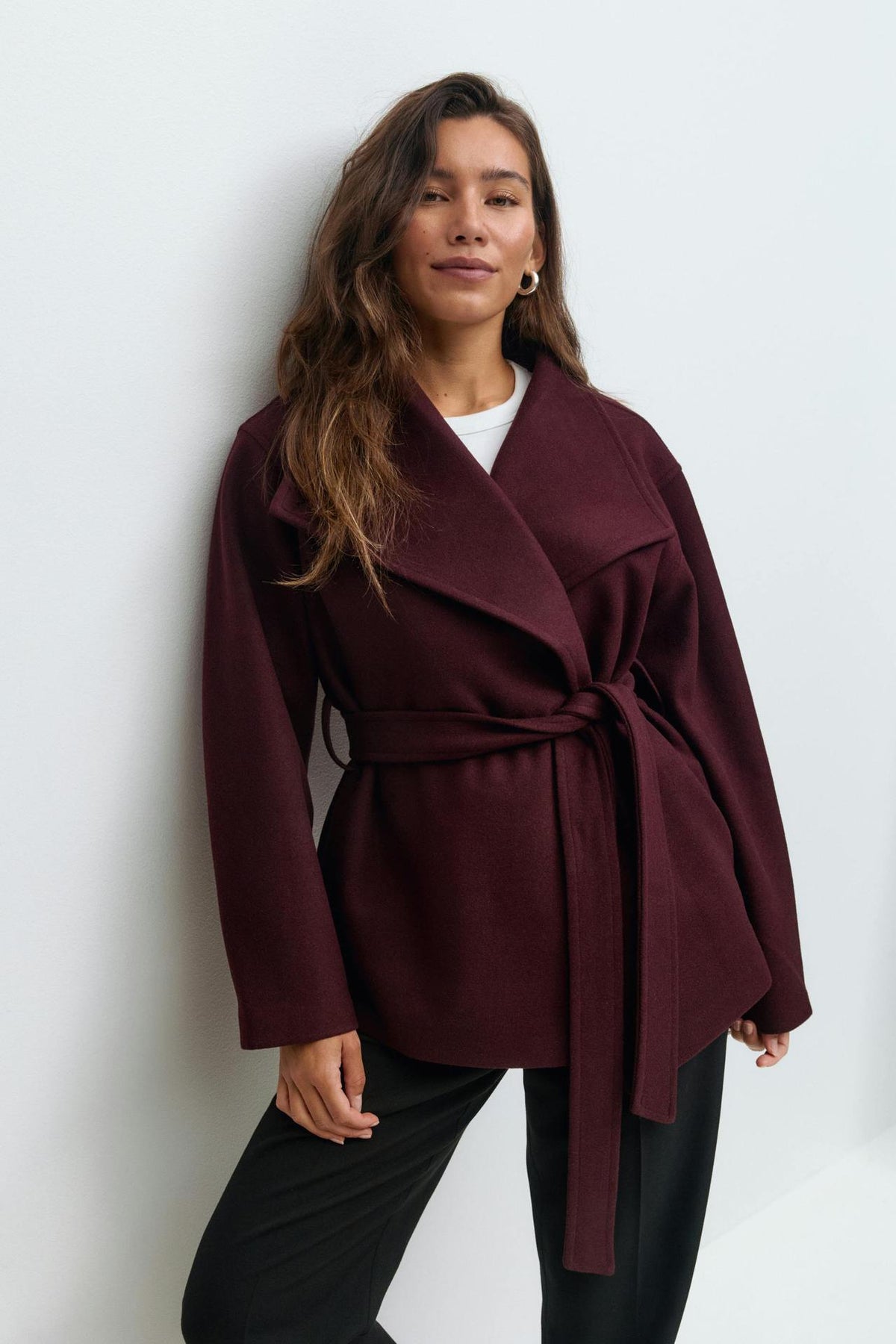 Lorna Belted Stand Collar Wool Coat