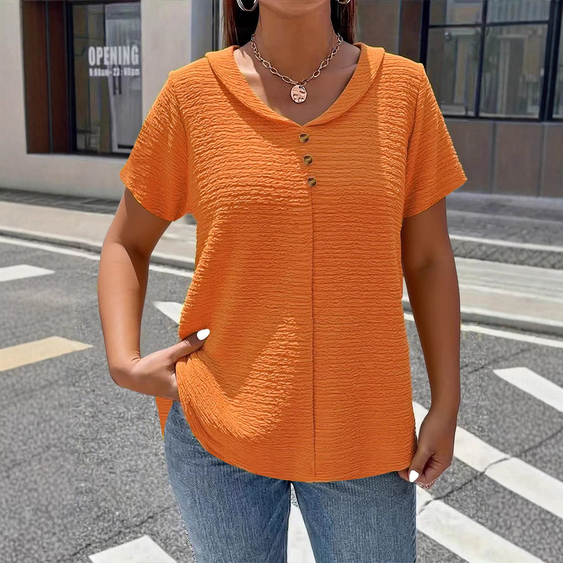 Etta Textured V-Neck Everyday Blouse