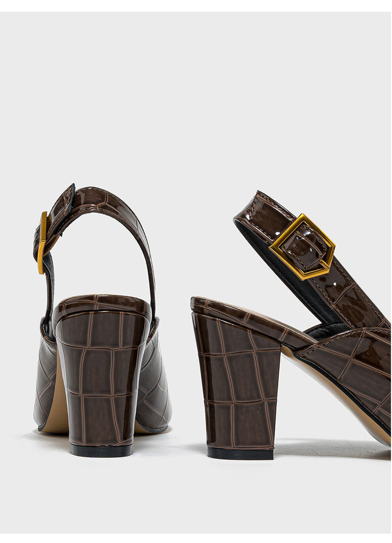 Loretta Croc-Embossed Slingback Heels