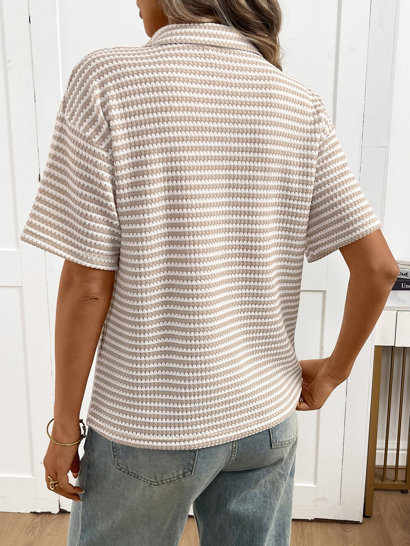 Mabel Textured Knit Polo Top