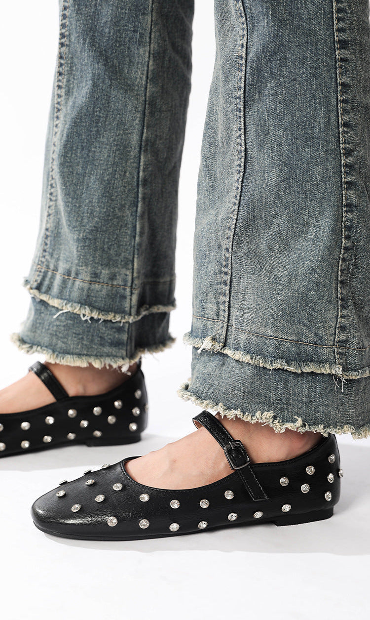 Margo & Main – rhinestone mary jane ballet flats, back view, US women's sizes