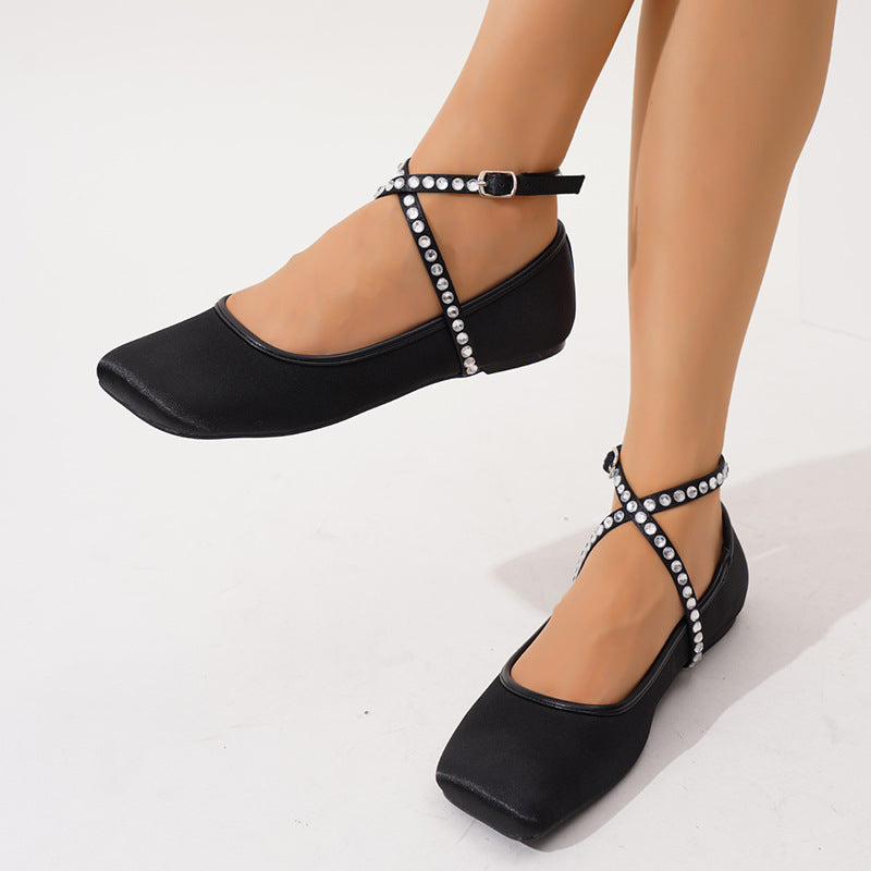 Margo & Main – crystal strap ballet flats, back view, US women's sizes