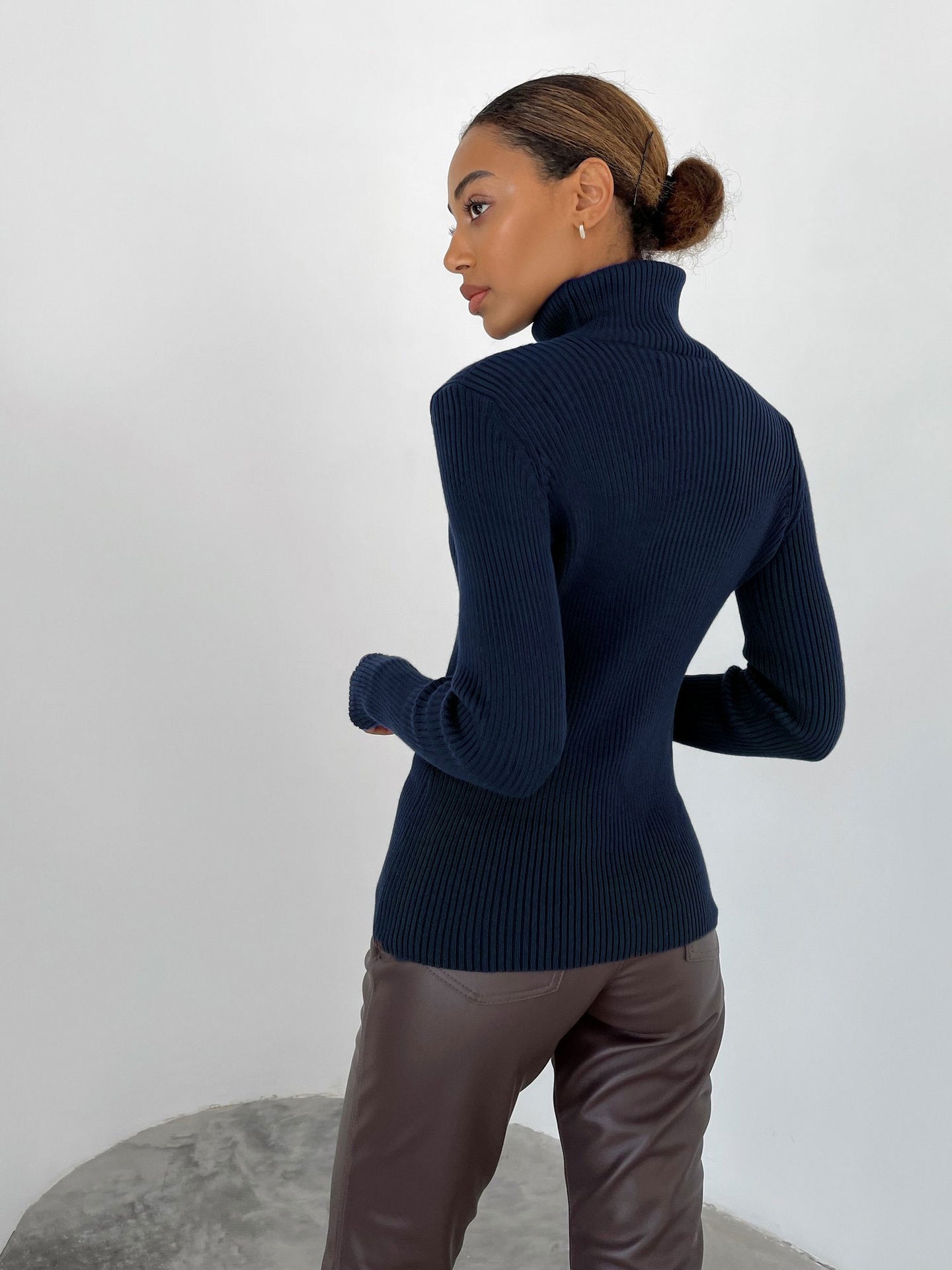 Margo & Main – cotton ribbed knit turtleneck sweater, additional view 36, US women's sizes