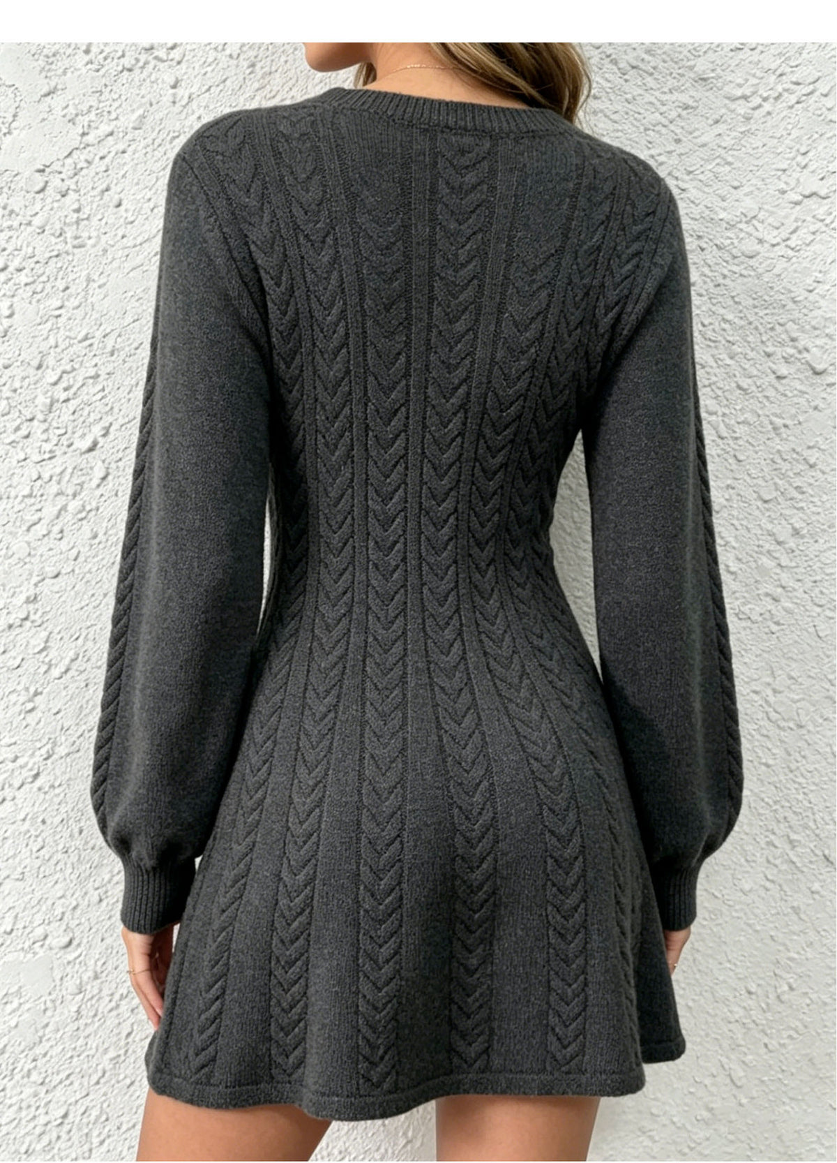 Constanza Cable Knit V-Neck Sweater Dress