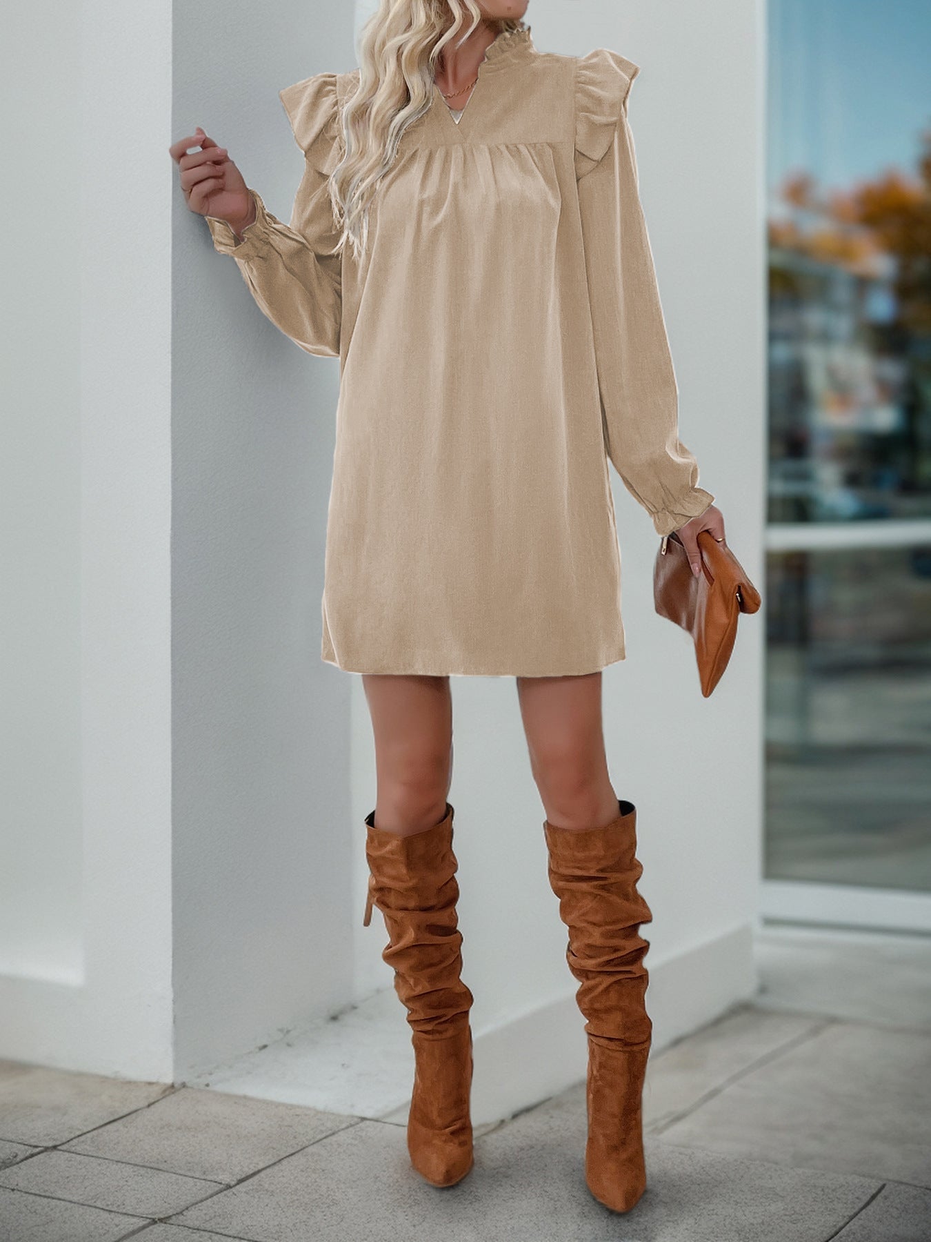 Catherine Cotton Blend Relaxed Ruffle Dress