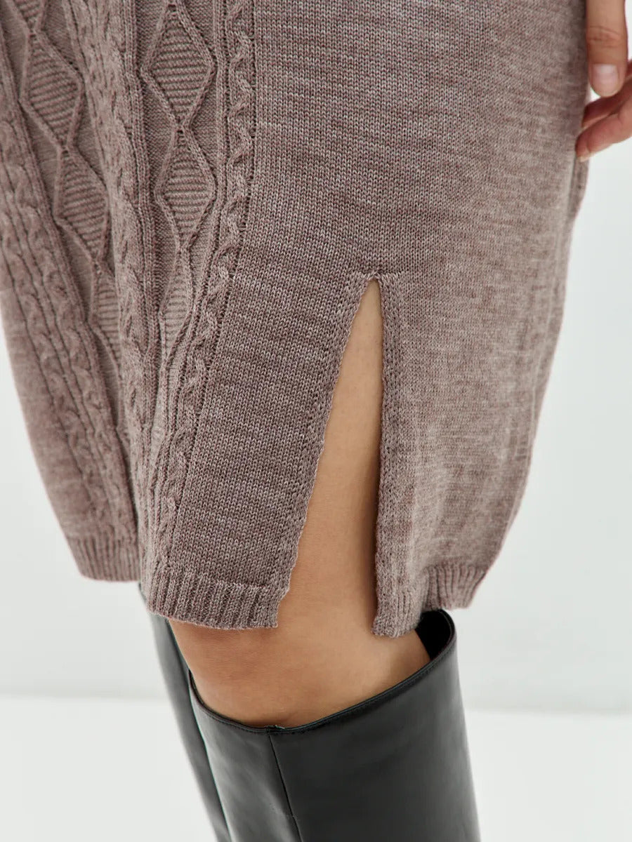 Margo & Main – cable knit v-neck sweater dress, detail view, US women's sizes