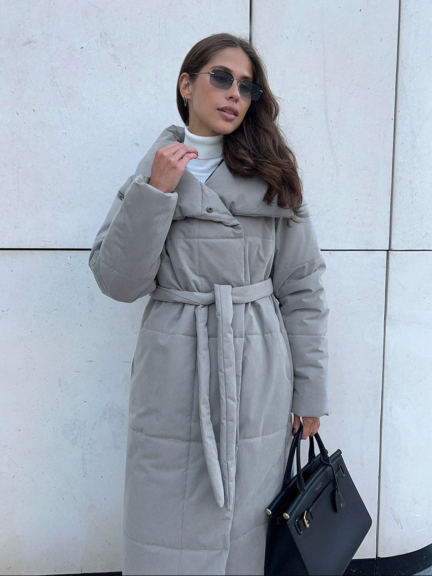 Tessaly Belted Shawl Collar Puffer Coat