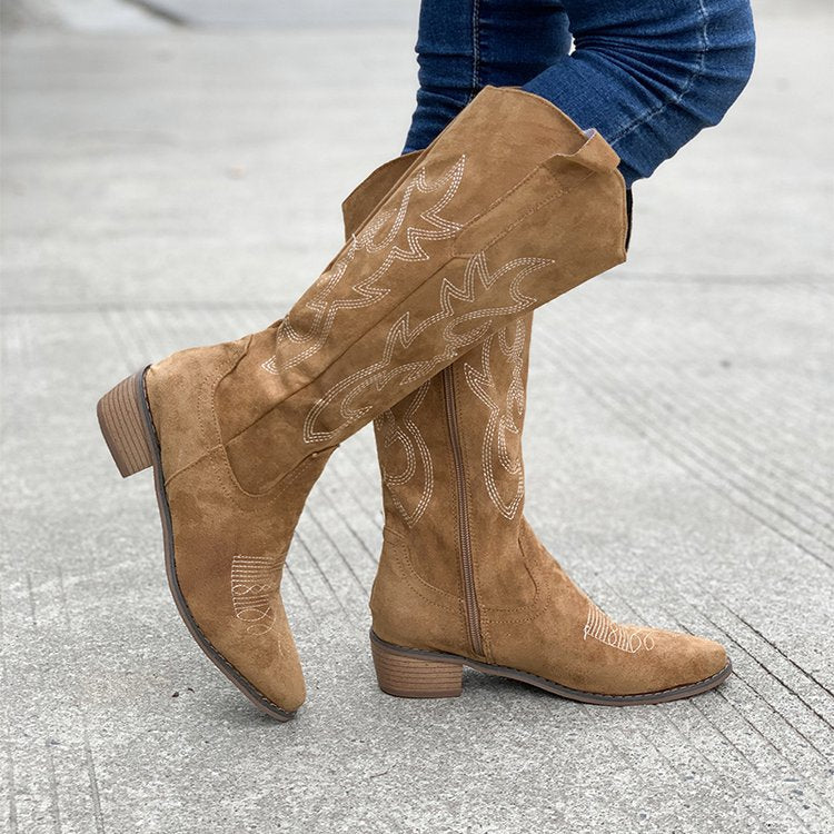 Jehanne Embroidered Knee-High Western Boots
