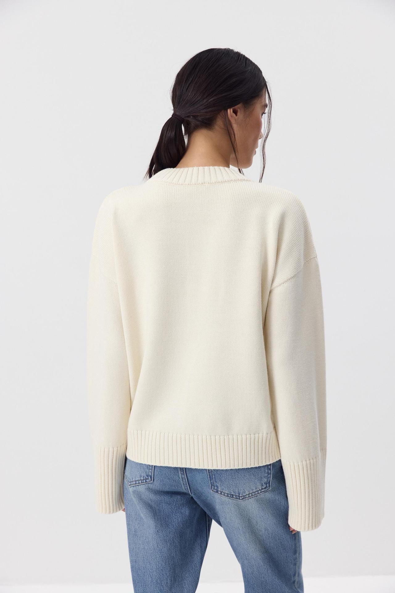 Margo & Main – cotton crew neck drop shoulder sweater, additional view 20, US women's sizes