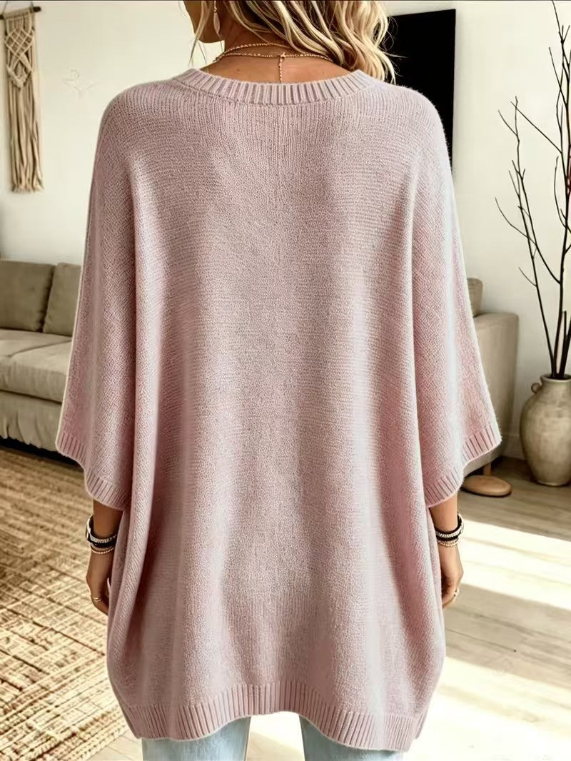 Evanthia Oversized Side-Slit Tunic Sweater