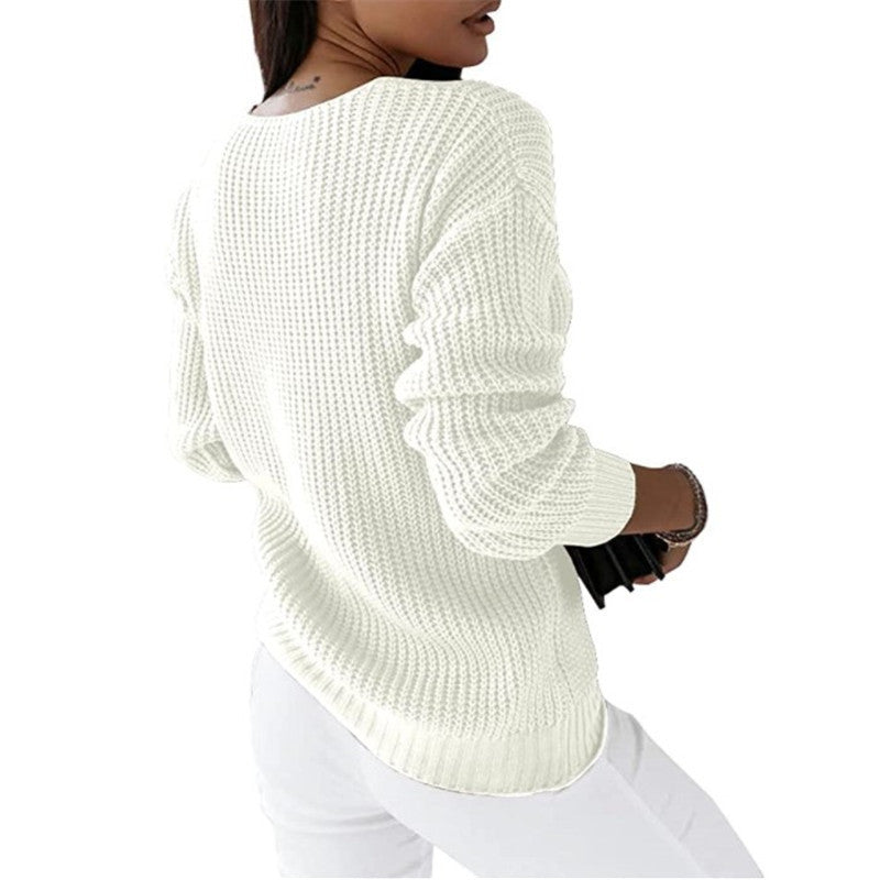 Delaney Cable Knit V-Neck Pullover Sweater