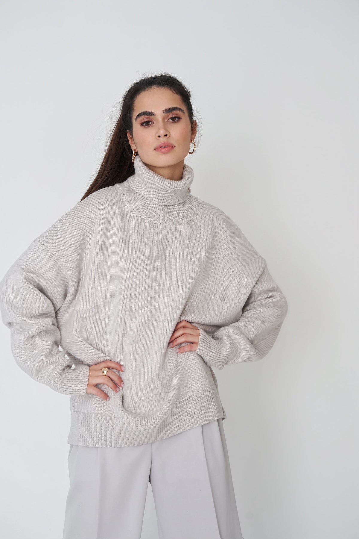 Estrella Oversized Knit Turtleneck Sweater