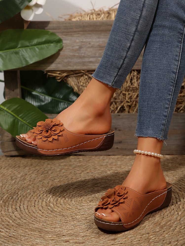 Autumn Floral Comfort Slide Sandals