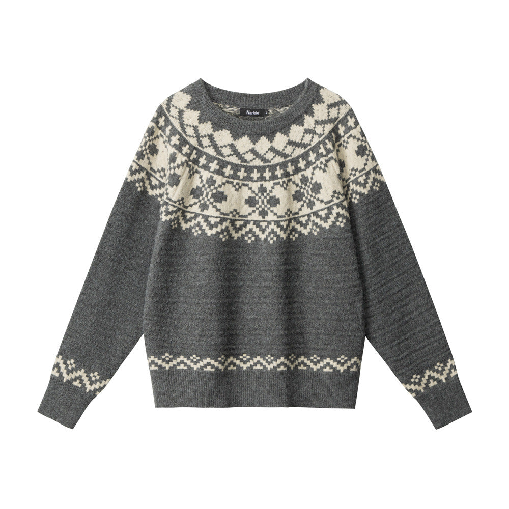 Rivka Fair Isle Yoke Crew Neck Sweater