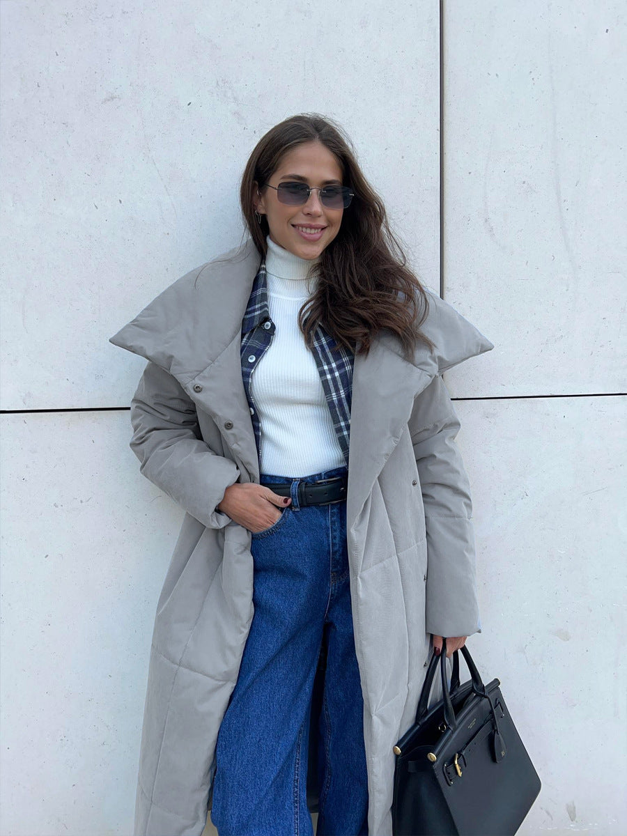 Tessaly Belted Shawl Collar Puffer Coat
