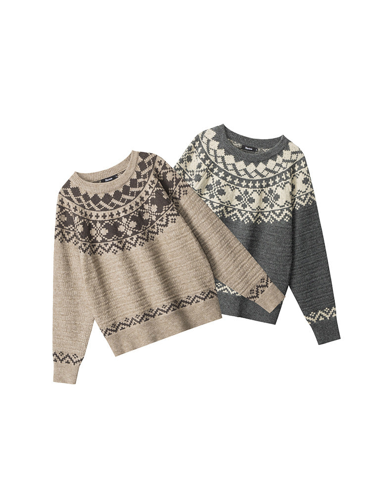 Rivka Fair Isle Yoke Crew Neck Sweater