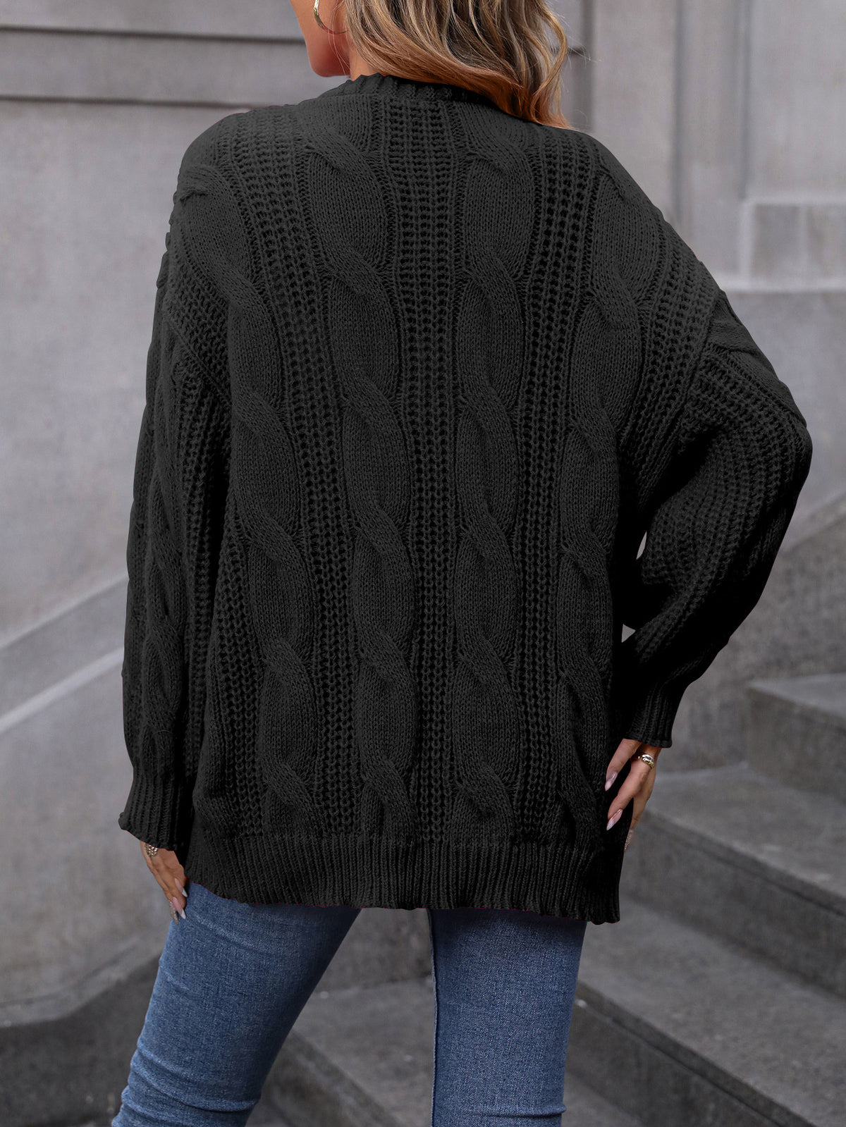 Augusta Cable Knit V-Neck Button Cardigan